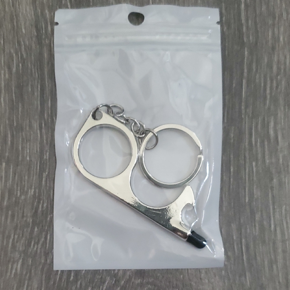 No-Contact Door Opener & Stylus Keychain - Silver